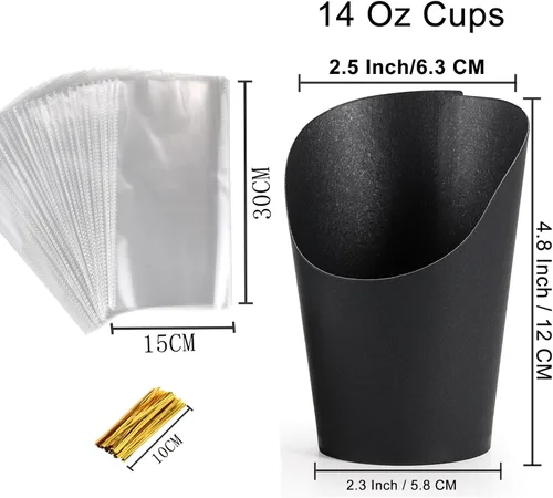 Vista 5 de Vasos Desechables para Charcutería 60 PCS con 200 PCS Palitos y 60 PCS Bolsas, Cajas de Bocadillos de Papel Kraft de 14 oz Vasos para Aperitivos