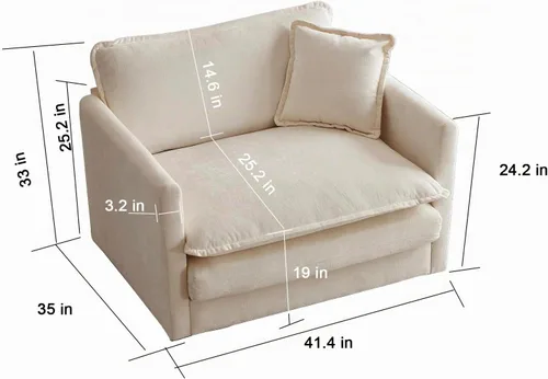 Vista 2 de KEIKI Juego de sofá de 2 piezas con 2 sofás individuales de felpilla de gran tamaño, estilo moderno tapizado de 2 plazas con 2 almohadas, cojines