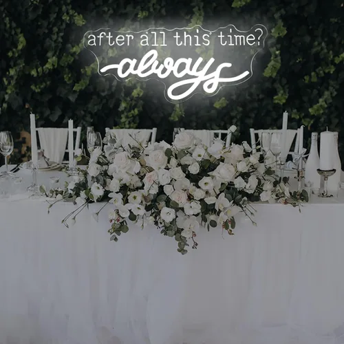 Vista 6 de Letrero de neón con texto en inglés «After All This Time Always para decoración de pared, boda, letreros de luz LED de neón para dormitorio, regalos