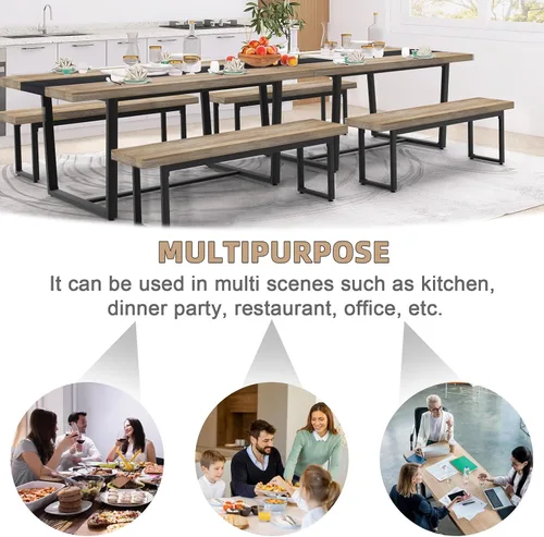 Vista 6 de STHOUYN Mesa de comedor grande de 71 pulgadas y 6 pies para mesa de comedor de 6 y 8 asientos, cocina moderna rectangular estilo casa de campo, Gris