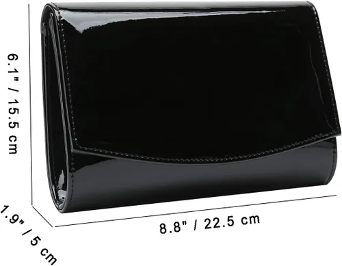 Vista 6 de CHARMING TAILOR Bolso de noche elegante clásico con solapa de charol, bolso de vestir elegante