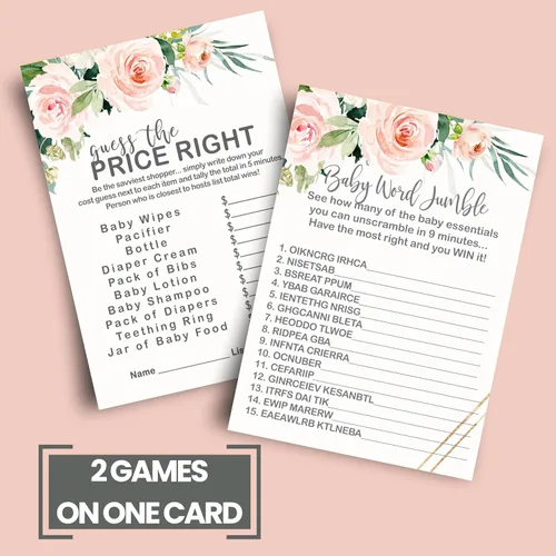 Vista 4 de Graceful - Juegos florales para baby shower, 25 cada uno, adivina el precio correcto, Baby Shower Word Scramble, Baby Name Race y Who Knows Mommy