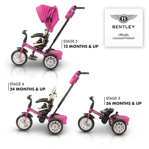 Vista 4 de Bentley Trike, bicicleta todo terreno para niños pequeños 6 en 1, con licencia oficial y diseñada por Bentley Motors UK; el triciclo de bebé a niño