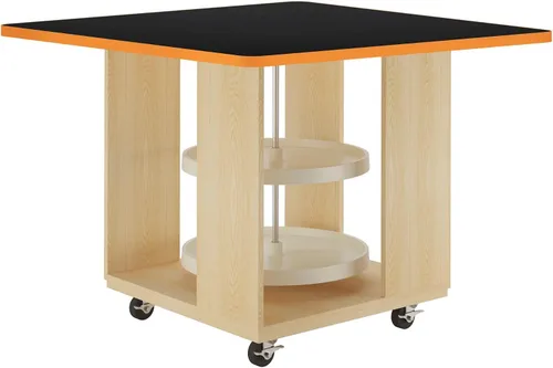 Vista 10 de Diversified Spaces Intermix - Estación de trabajo escolar de colaboración móvil, 48 x 48 x 30 pulgadas abierta con 2 tocadiscos Lazy Susan, parte