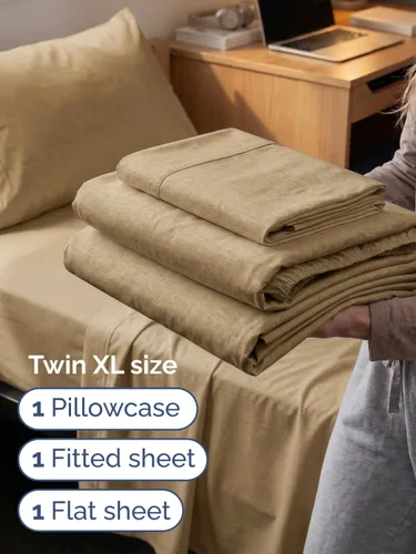 Vista 12 de Extra Deep Twin XL Sheet Set - 3 Piece College Dorm Room - White 01-Blanco