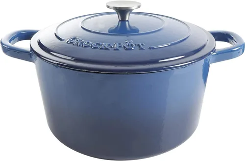 Vista 14 de Crock-Pot Horno Holandés Artesanal Redondo de Hierro Fundido Esmaltado, 3 Cuartos, Aqua