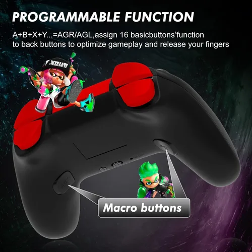 Vista 5 de Controlador de interruptor inalámbrico para Nintendo SwitchSwitch OLEDSwitch Lite con botón macro, función turbo de 3 niveles, vibración ajustable