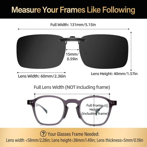Vista 6 de Goiteia Gafas de sol polarizadas con clip, diseño rectangular ligero sobre gafas graduadas, no se deslizan, protección UV