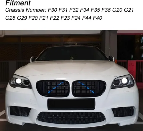 Vista 2 de Tiras de inserción de rejilla de repuesto para BMW F20 F30 F32 2012-2018, 320i 328i 330i 335i 420i 428i 435i accesorios (azul, serie 3)