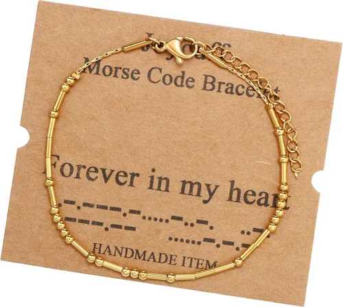 Vista 265 de JoycuFF Pulseras inspiradoras de código morse para mujeres, cuentas de plata, joyería con mantra de motivación, regalos para ella