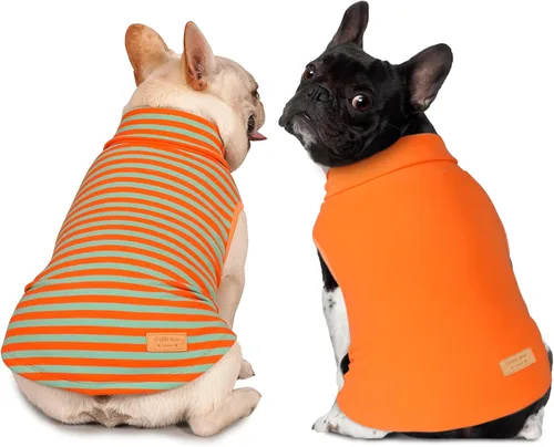 Vista 14 de KYEESE Paquete de 2 suéteres para perro, abrigo para mascotas, cuello alto, ropa elástica para perros, suéteres súper suaves para perros pequeños 1#