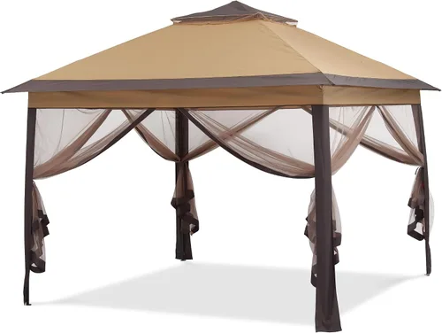Vista 13 de GDY 11x11 ft Gazebo Tent Folding Heavy Duty Height Adjustable Sun Shelter Gazebos, White