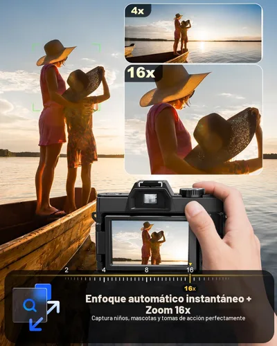 Vista 2 de NBD 8K Digital Cameras for Photography with Dual-Lens 16X Zoom Black