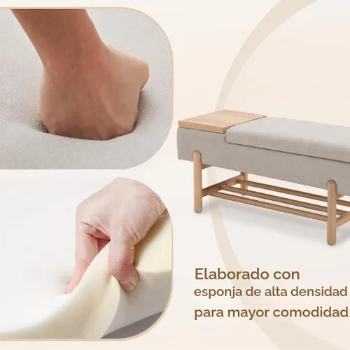 Vista 5 de Banco de almacenamiento tapizado para entrada, banco de dormitorio de 46.5
