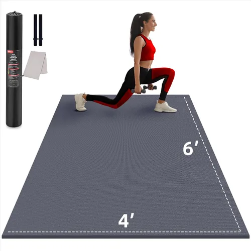 Vista 12 de GymCope - Alfombra grande para entrenar en casa, 12 x 6 pies, 10 x 6 pies, 9 x 6 pies, 8 x 6 pies, 7 x 5 pies, 6 x 4 pies, extragrueso, alfombra