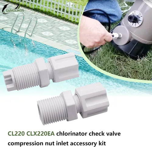 Vista 3 de CL220 CLX220EA Kit de montaje de entrada de tuerca de compresión de válvula de retención de clorador para alimentador 1/4 "reemplazo tuerca