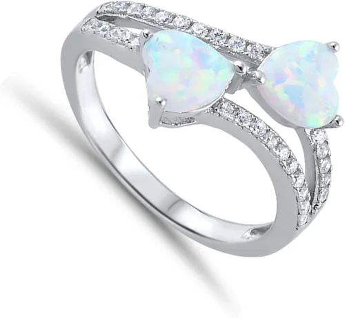 Vista 2 de Anillo de promesa de plata de ley con forma de corazón, Metal, Sin piedras preciosas