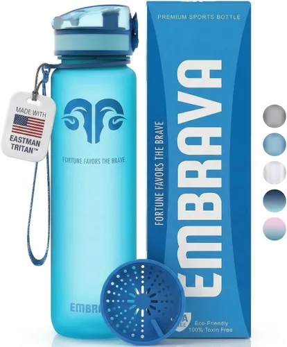 Vista 10 de Embrava Botella de agua deportiva - 32oz grande - Tapa de cierre rápido para beber rápidamente - Libre de BPA y BPS - A prueba de fugas, tapa