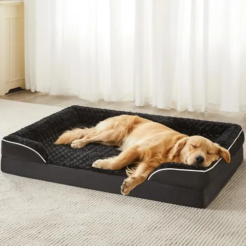 Vista 9 de WNPETHOME Camas para perros de gran tamaño, sofá cama ortopédica lavable para perros con forro impermeable y parte inferior antideslizante para Gris