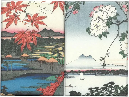 Vista 3 de Geisudou N012 Goshuin Book, Utagawa Hiroshige, One Hundred Famous Views of Edo, Sumidagawa Suijin no Mori Masaki, Autumn Leaves in Manama