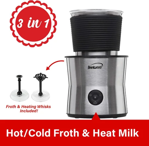 Vista 5 de Brentwood GA-402S Espumador de leche eléctrico inalámbrico, calentador y máquina de chocolate caliente, capacidad de 10.1 fl oz, acero inoxidable