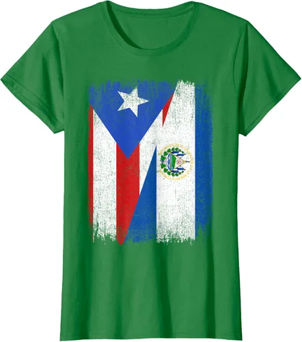 Vista 31 de Camiseta Half Puerto Rico El Salvador Flag Orgullo Salvadoreño Roots