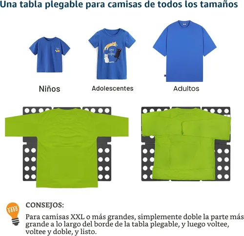 Vista 3 de Geniusidea Tabla para plegar camisas, tabla para plegar playeras para lavadero, tabla para plegar ropa de plástico PP ajustable, fácil de plegar