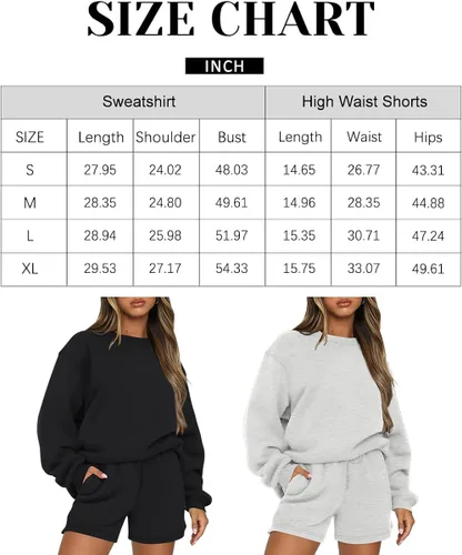 Vista 5 de AUTOMET Conjunto de 2 piezas para mujer, conjunto de descanso de dos piezas, conjunto de sudadera a juego, cómodo, conjunto corto, ropa de moda