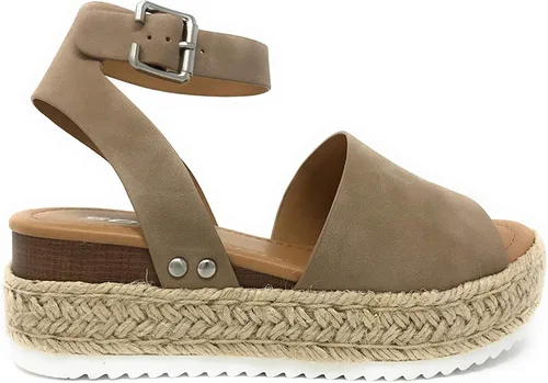 Vista 2 de Soda - Sandalias informales VALETT para mujer, con puntera abierta y correa al tobillo, Beige, 10