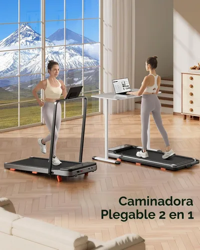 Vista 3 de TREAFLOW Cinta de correr para el hogar con inclinación, caminadora con barra de mango Plateado