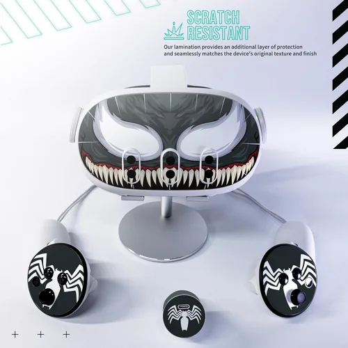 Vista 3 de Kit de adhesivos para la piel fácil de aplicar compatible con Meta Quest 3 - Auriculares Venenous Black VR Accesorios - Cubierta protectora