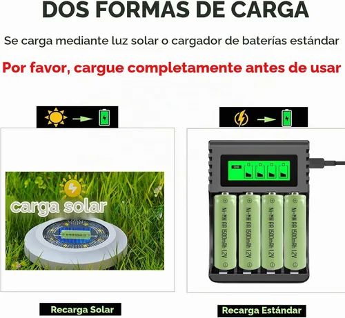 Vista 4 de 12 paquetes de baterías solares recargables de 1.2 V AA 1500 mAh de larga duración