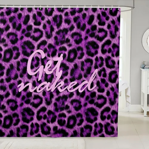 Vista 13 de Feelyou Leopard Print Lips Shower Curtain for Bathroom Decor Cheetah Print Bath Curtain Kissing Lips Bathroom Accessories Waterproof Polyester