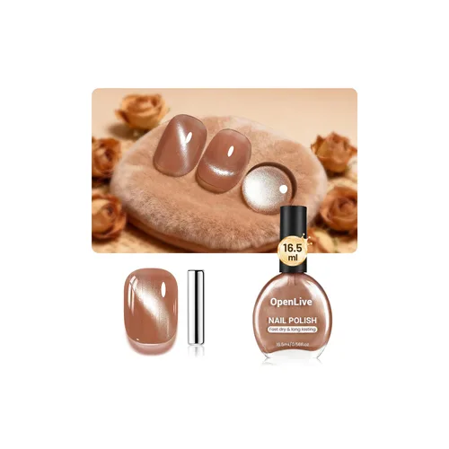 Vista 8 de OpenLive - Esmalte de uñas de ojo de gato negro, 16.5 ml de esmalte de uñas de purpurina reflectante de secado rápido con barra magnética