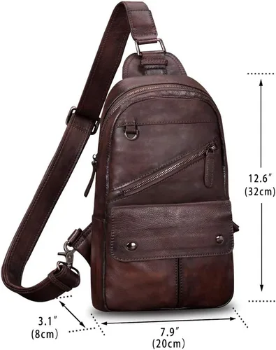 Vista 5 de Bolso bandolera de cuero genuino para hombres y mujeres, estilo vintage, hecho a mano, bolso de hombro, bolso cruzado en el pecho