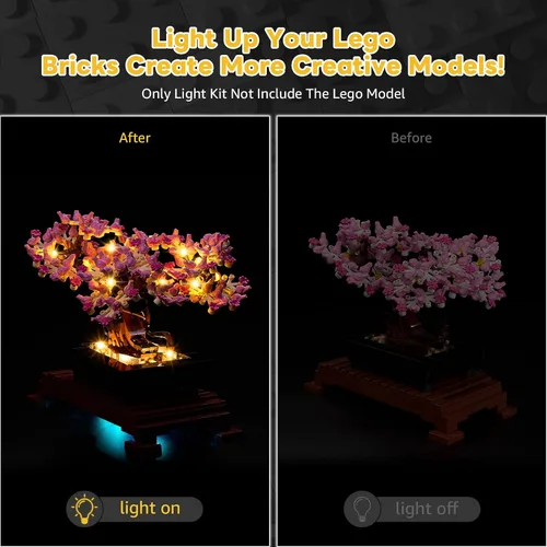 Vista 3 de Kit de luz LED compatible con bloques de construcción Lego Bonsai Tree 10281 – Accesorios de iluminación mejorados para juego de modelos 10281