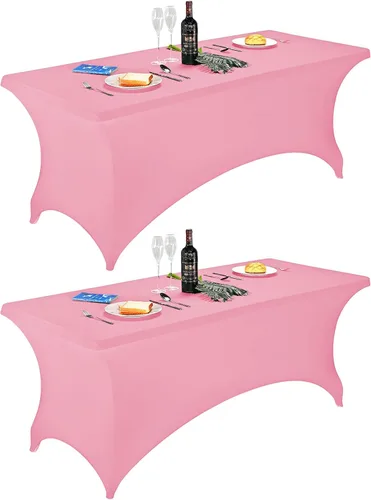 Vista 14 de FORLIFE - Funda de mesa de elastano, mantel ajustado de 4 pies para mesas rectangulares, funda elástica para patio, universal para bodas, banquetes