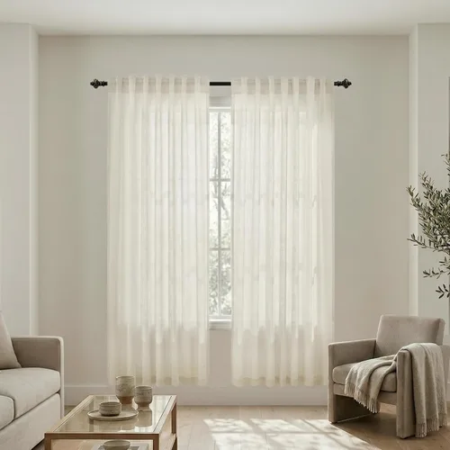 Vista 24 de Mrs.Naturall Cortinas negras de 45 pulgadas de largo, cortinas cortas de lino transparente para privacidad para cocina, dormitorio, ventanas