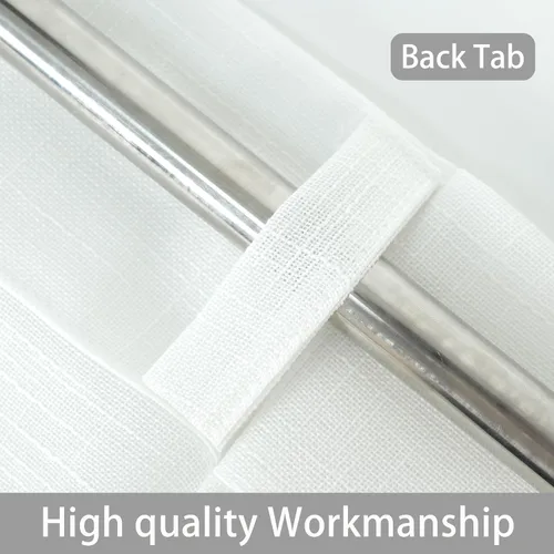 Vista 3 de DriftAway Cortinas plisadas de lino con textura corta de lino para ventana pequeña, baño, lavandería, 2 paneles con pestañas traseras, estilo Blanco