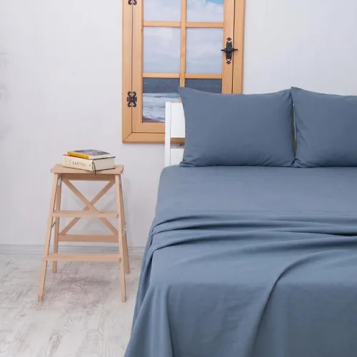 Vista 9 de Juego de sábanas de cama 100% algodón con bolsillo profundo - Tejido jersey de camiseta - Extra suave - Fácil ajuste - Juego de 4 piezas con fundas