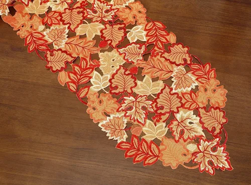 Vista 8 de GRANDDECO Camino de mesa de otoño para el día de Acción de Gracias, 13 x 68 pulgadas con hojas de arce para otoño, cena familiar, decoración