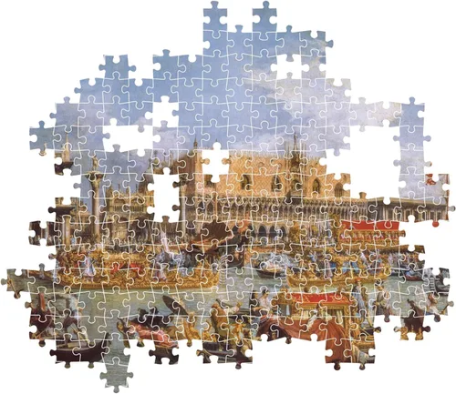 Vista 4 de Clementoni - Colección Museo-Canaletto, Regreso de Bucentaur en el Molo en el día de la Ascensión-1000 piezas para adultos, arte, pinturas
