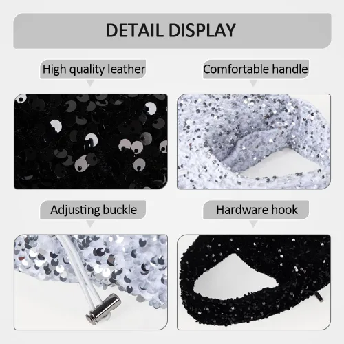 Vista 2 de Bolso de noche para mujer, bolso de mano mediano con lentejuelas brillantes, elegante bolso de hombro para fiesta de graduación, boda