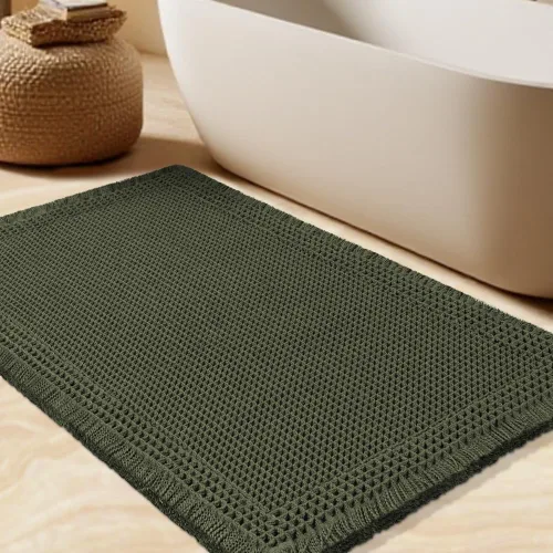 Vista 10 de Tapete de baño con diseño de gofre, moderno, bohemio, absorbente, antideslizante, ultrasuave, lavable a máquina, con letra de baño, dormitorio