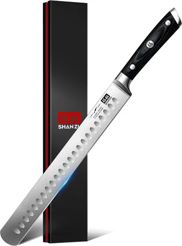 Vista 9 de SHAN ZU - Cuchillo para pan de 10" - Cuchillo profesional de rebanar masa madre, hoja serrada de acero inoxidable alemán 1.4116, mango ergonómico