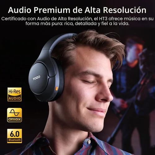 Vista 6 de TOZO Auriculares inalámbricos con cancelación de ruido híbridos HT3, 90H Negro