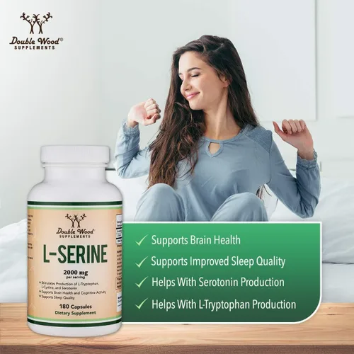 Vista 5 de Cápsulas de L-serina (probadas por terceros) – porciones de 2,000 mg utilizadas en estudio clínico, 180 unidades, 500 mg por cápsula