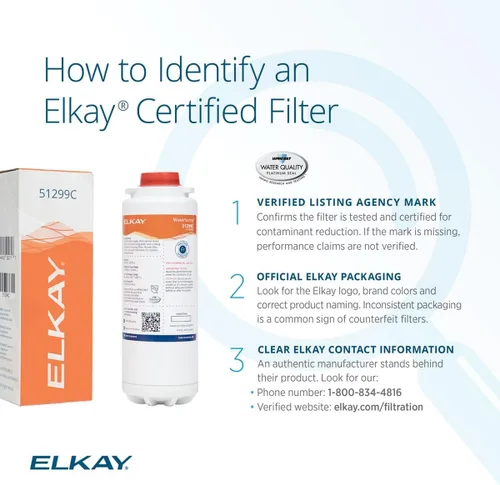 Vista 2 de Elkay - Filtro de repuesto WaterSentry de 1500 galones 51299C, 1 unidad Reduce el plomo y los microplásticos, certificado NSF/ANSI, 1,500 galones