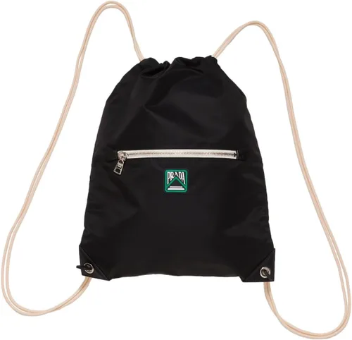 Vista 2 de Prada Mochila unisex con cordón de nylon Tessuto negro 2VZ030, Negro -, Mochilas Sling