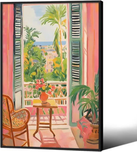 Vista 28 de Póster de pintura al óleo colorida de ventana abierta, arte de pared abstracto impresionista famoso y moderno, impresiones de lienzo estético